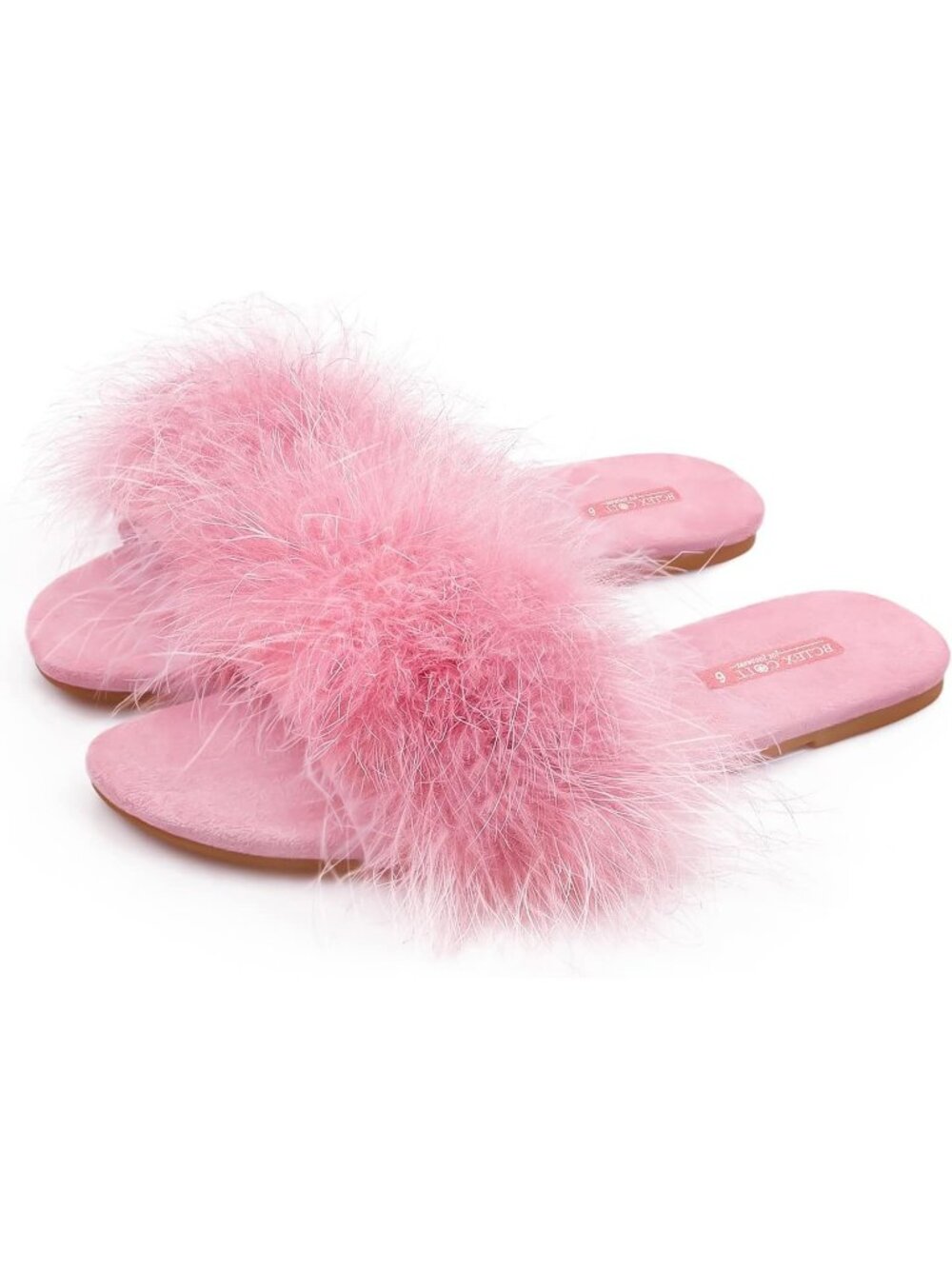 Women's Pink Memory Foam Fuzzy Fluffy Open Toe Slip-On Indoor House Slippers